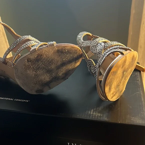 INC Rhinestone golden bronze heels - Picture 4 of 5